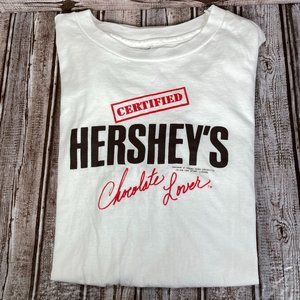 VTG 80's HANES CERTIFIED HERSHEY'S CHOCOLATE LOVER Men's XL White T-Shirt